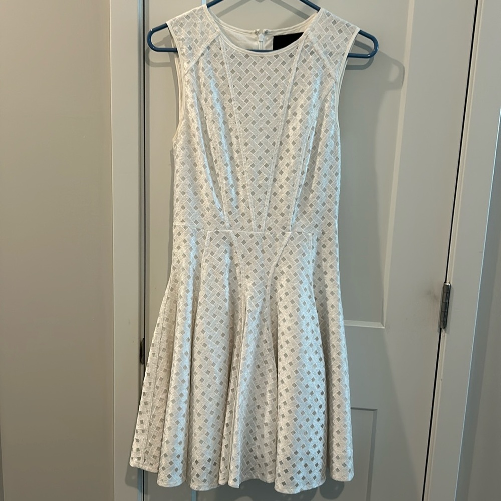 Beautiful white brocade swing dress by Cynthia Rowley